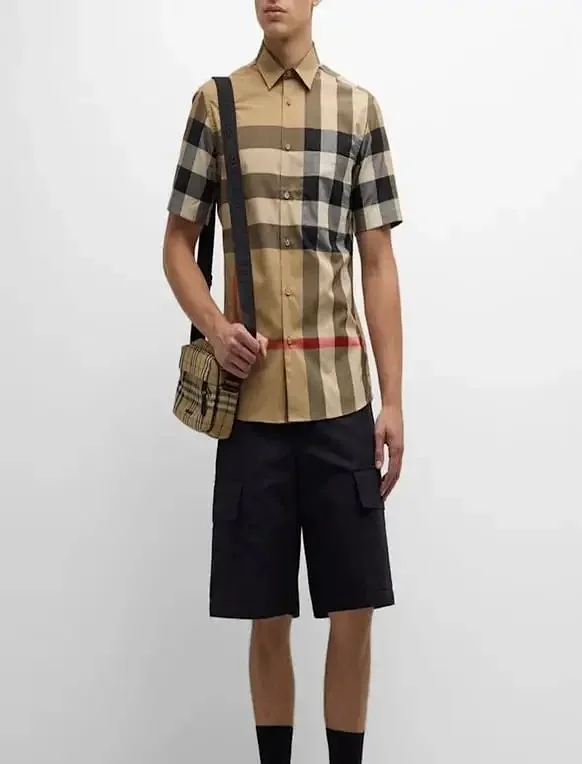 Burberry Shirts Short-sleeve button-front plaid shirt product detail image 2