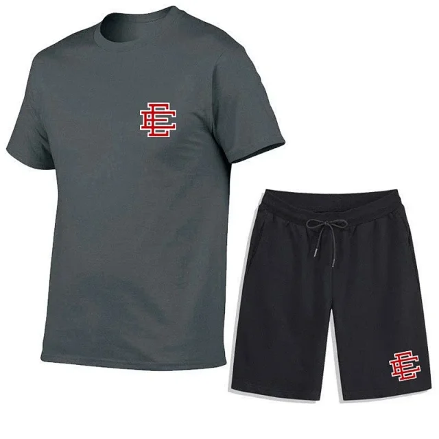 Unbranded Matching Sets Short-Sleeve T-Shirt and Drawstring Shorts Set with Monogram Print product detail image 22