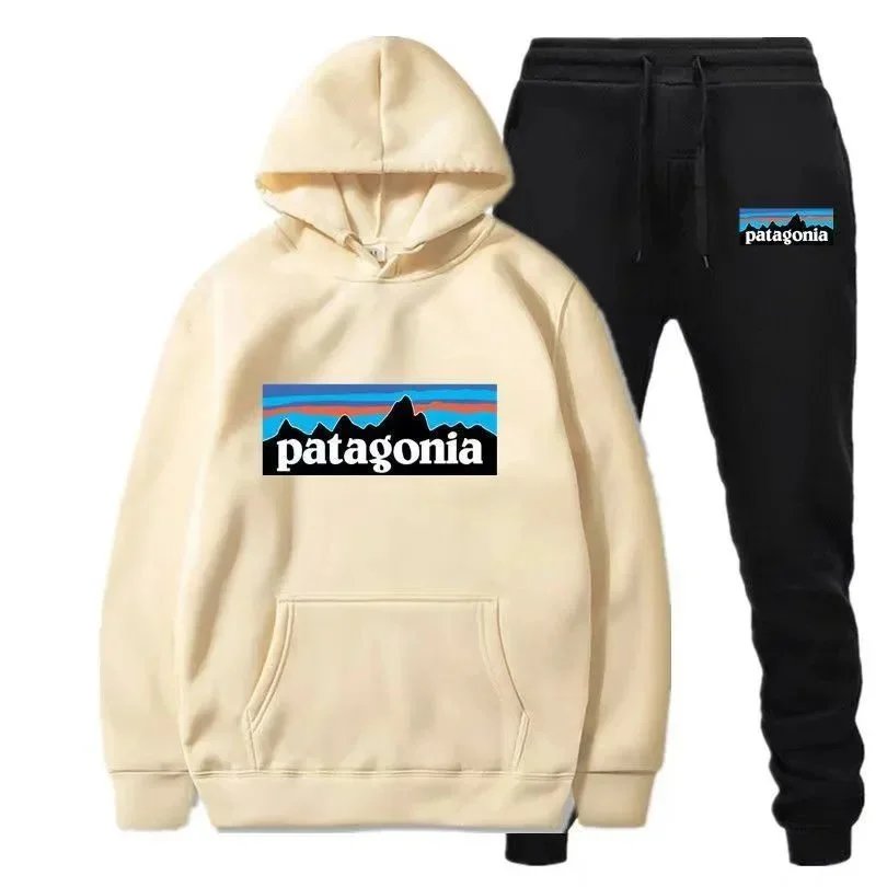 Patagonia P-6 Logo Hoodie and Sweatpants Set Blue and Black - 6