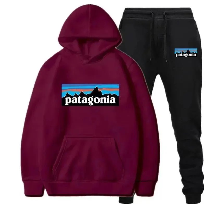 Patagonia P-6 Logo Hoodie and Sweatpants Set Blue and Black - 8
