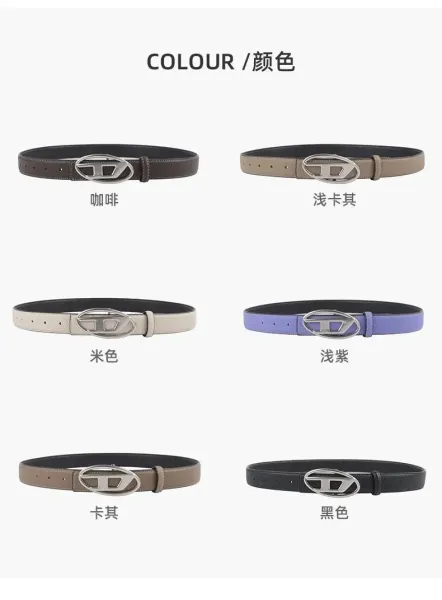 Design Leather Belt with Oval Buckle in Lavender - 2
