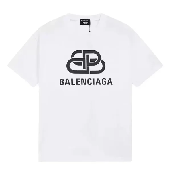 Balenciaga BB Logo Print White T-Shirt - 1