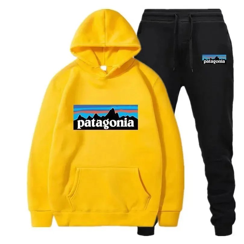 Patagonia P-6 Logo Hoodie and Sweatpants Set Blue and Black - 9