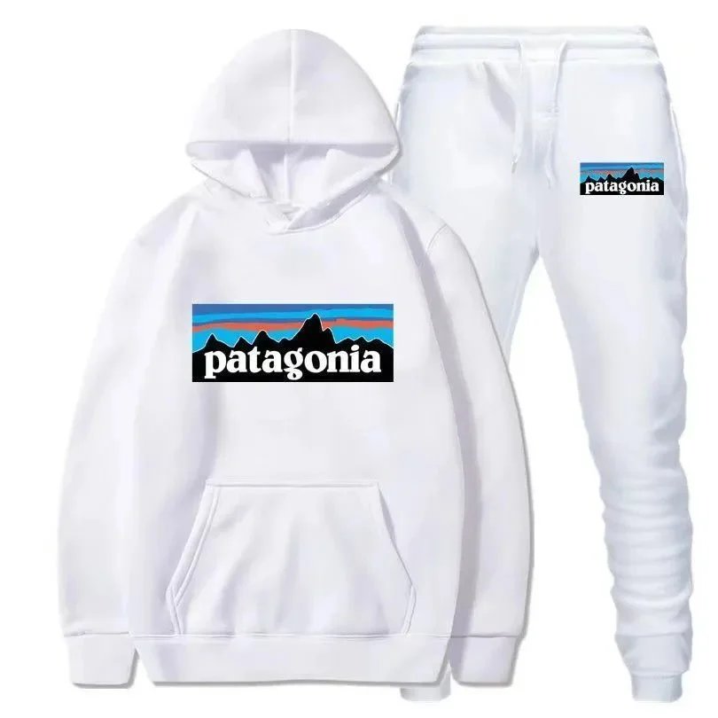 Patagonia P-6 Logo Hoodie and Sweatpants Set Blue and Black - 14