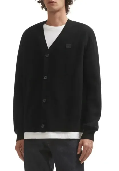 Acne Studios Smiley Face Cardigan Light Green Knit Cardigan - 3