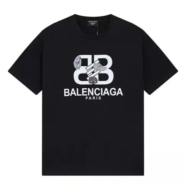Balenciaga BB Logo Print Black T-Shirt - 1