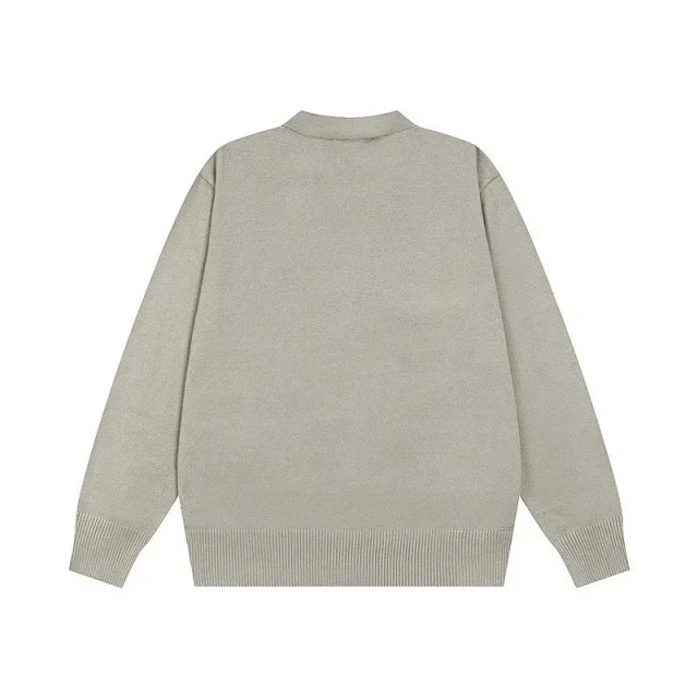 Acne Studios Knitwear V-neck button-front cardigan with face patch product detail image 7