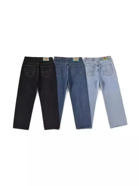 A Bathing Ape Bape x Unknown Collaboration Denim Jeans with Neon Cat Logo and Back Pocket Lettering Blue Jeans - 4