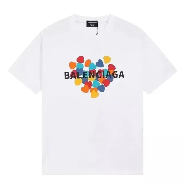 Balenciaga Heart Logo Print White T-Shirt - 1
