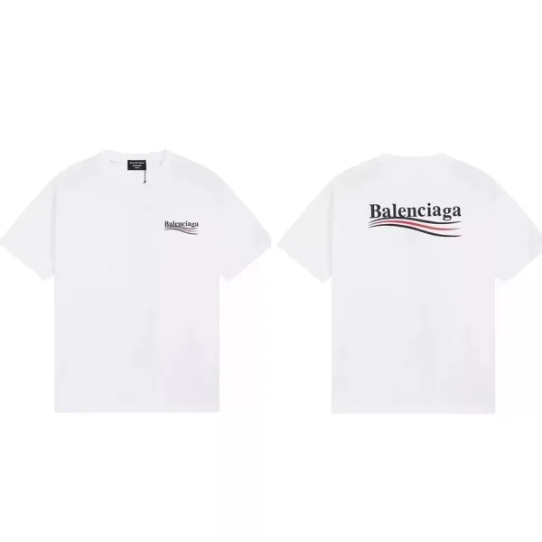 Balenciaga Logo Wave T-Shirt White - 1