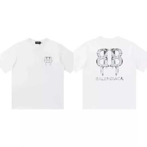 Balenciaga BB Drip Logo White T-Shirt - 1