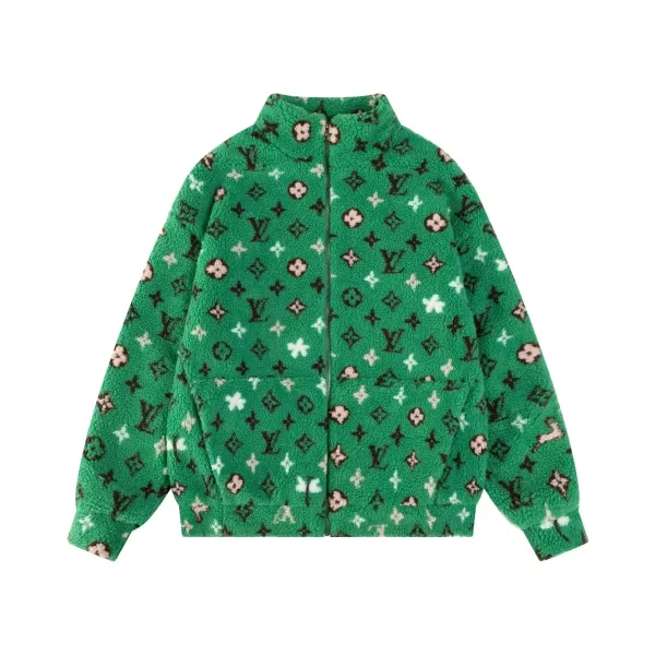 Louis Vuitton Monogram Sherpa Zip-Up Jacket Green Outerwear Jacket - 1