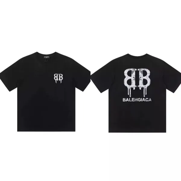 Balenciaga BB Drip Logo Black T-Shirt - 1