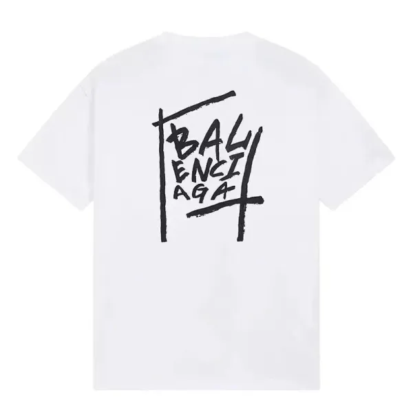 Balenciaga Graffiti Logo White T-Shirt - 1