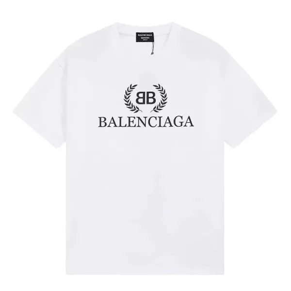 Balenciaga BB Logo Print White T-Shirt - 1