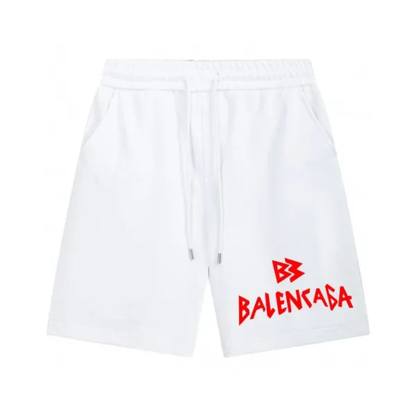 Balenciaga BB Logo Print White Sweat Shorts - 1