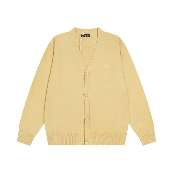 Acne Studios Smiley Face Cardigan Light Green Knit Cardigan - 9