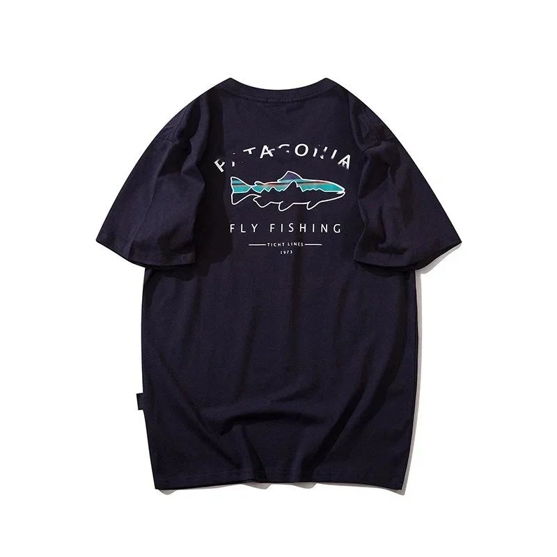 Design Flying Fish Graphic Navy T-Shirt - 7