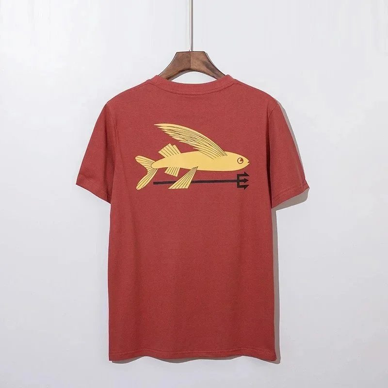 Design Flying Fish Graphic Tee Red T-Shirt - 1