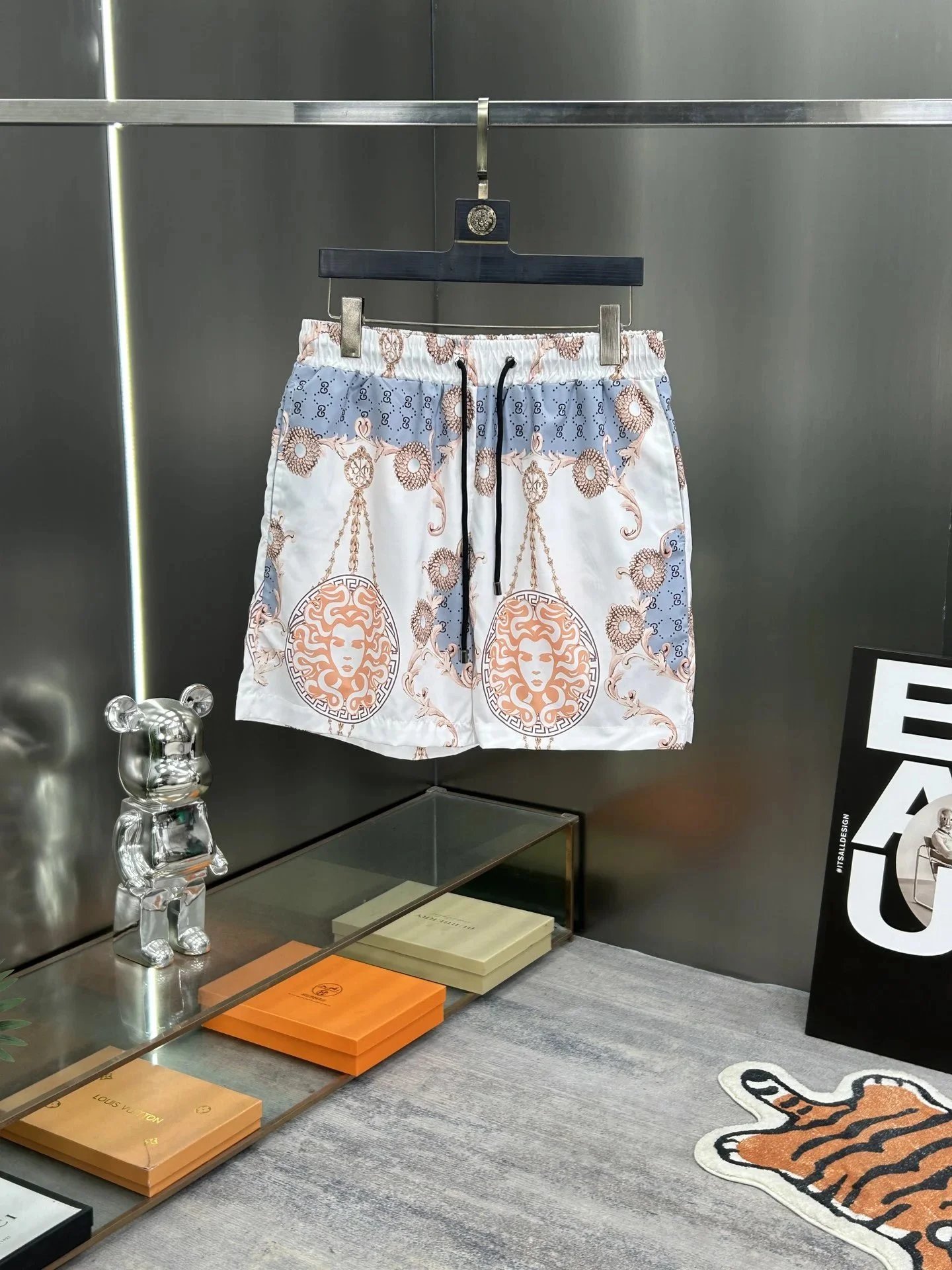 Versace Medusa Print Swim Shorts White Multicolor