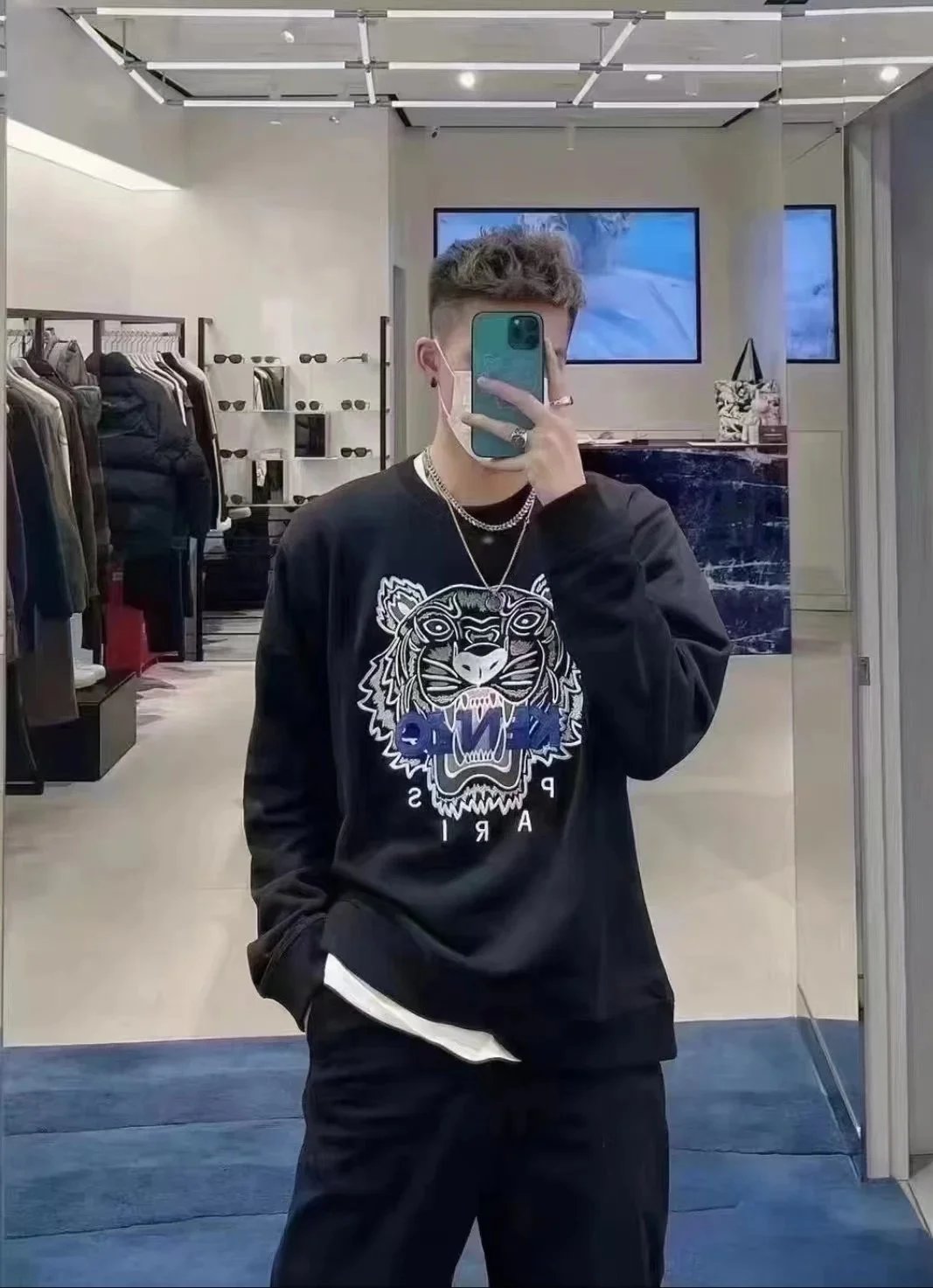 Kenzo Tiger Embroidered Black Hoodie - 5