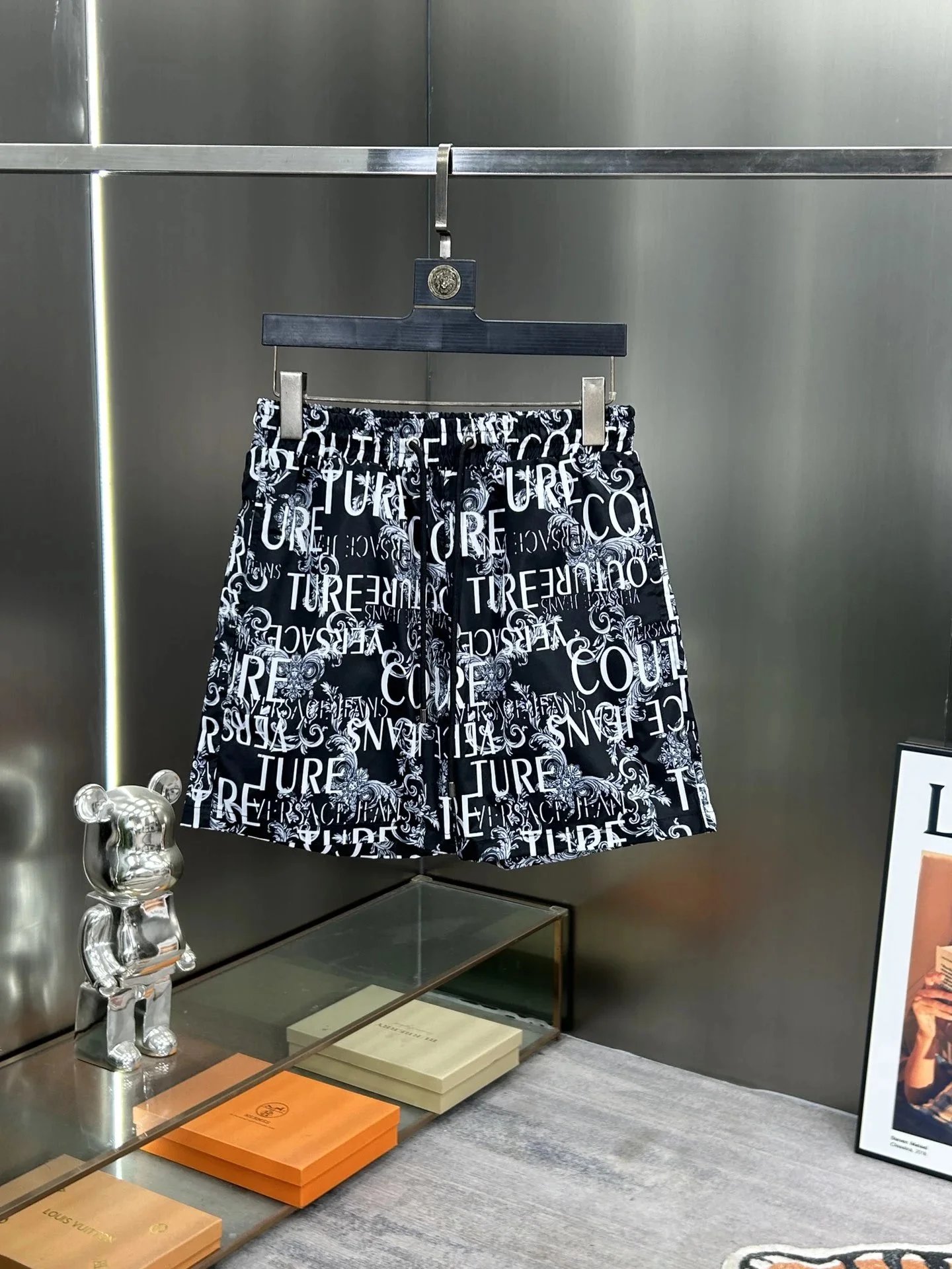 Versace Jeans Couture Logo Print Black Shorts