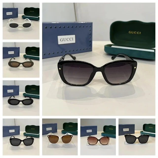 Gucci Eyewear Sunglasses with gold-tone frame accents product detail image 1