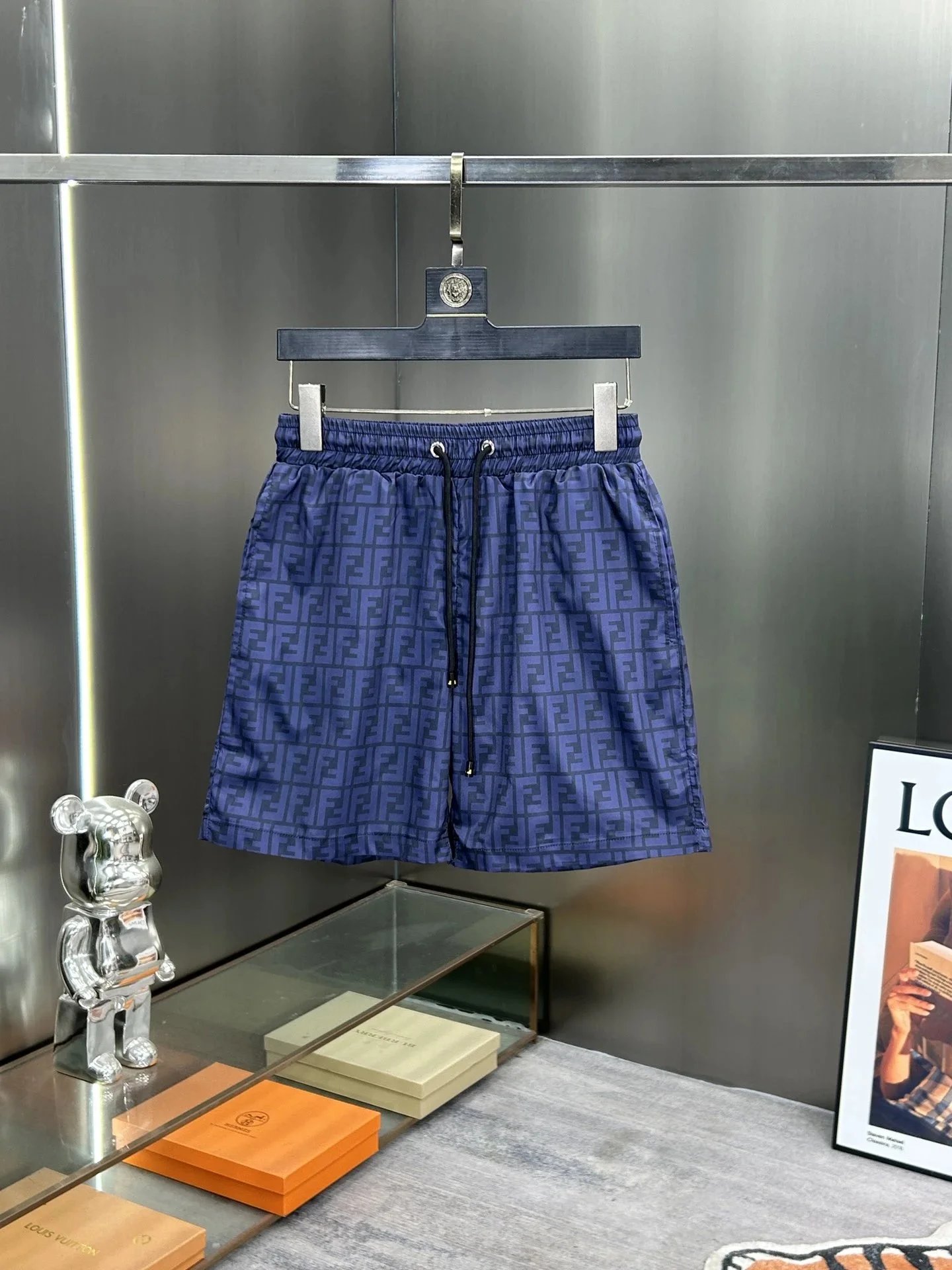 Fendi FF Monogram Navy Blue Swim Shorts