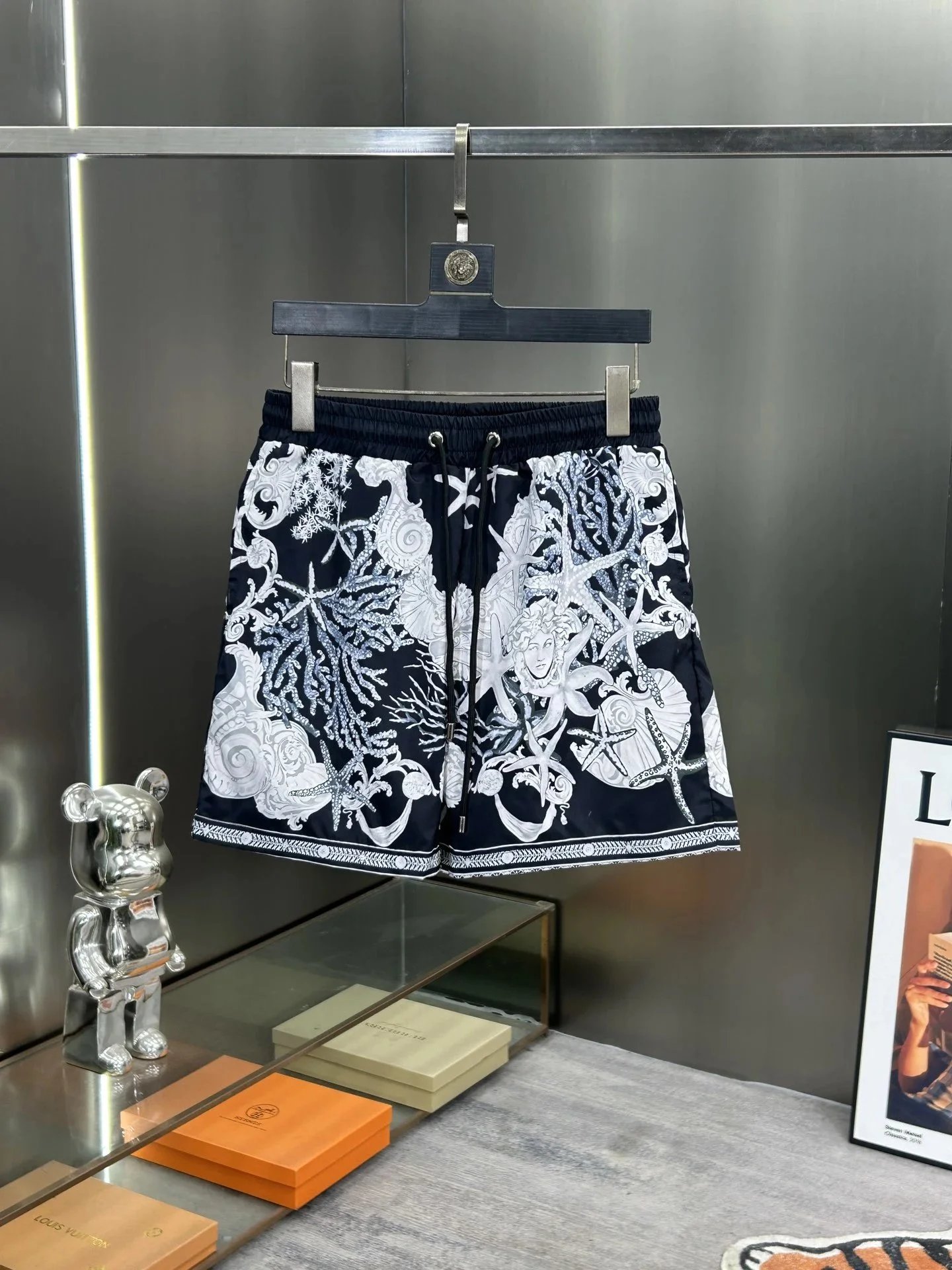 Versace Medusa Baroque Print Navy Shorts