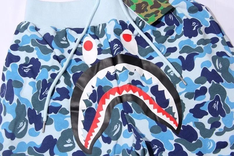 A Bathing Ape Shark Face Camo Split T-Shirt and Shorts Set - 10