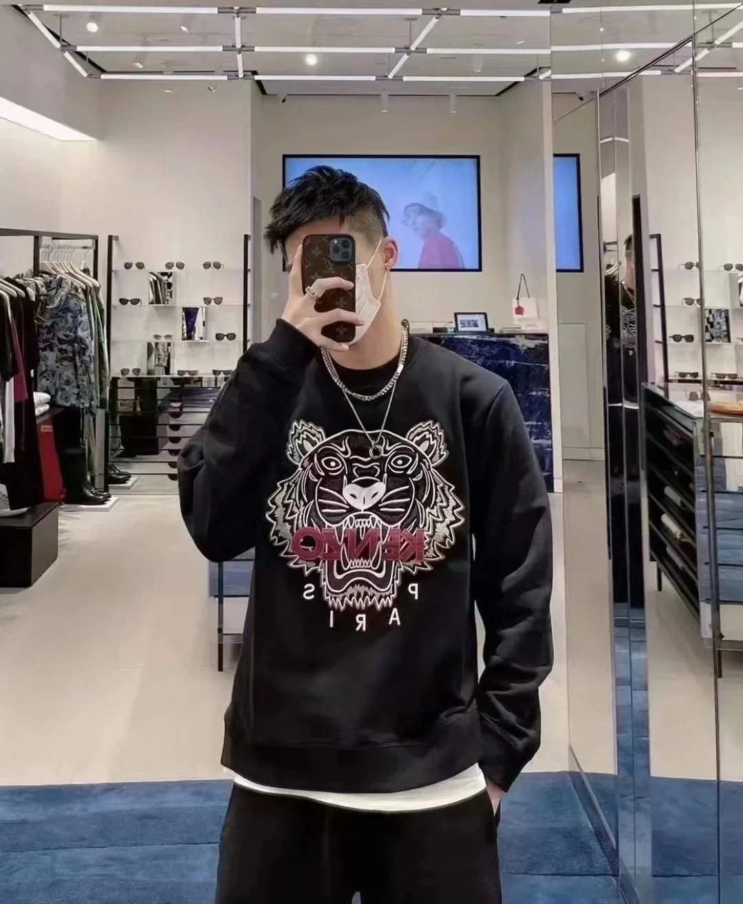 Kenzo Tiger Embroidered Black Hoodie - 4
