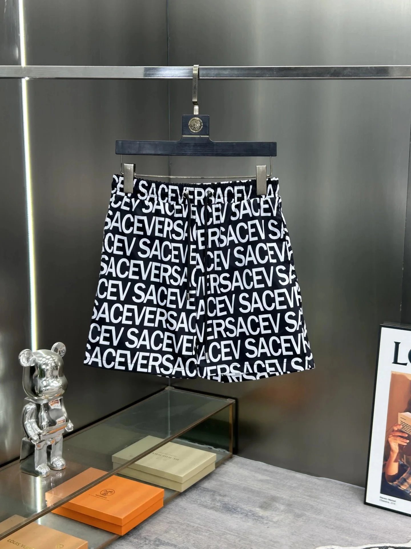 Versace Logo-Print A-Line Skirt Black