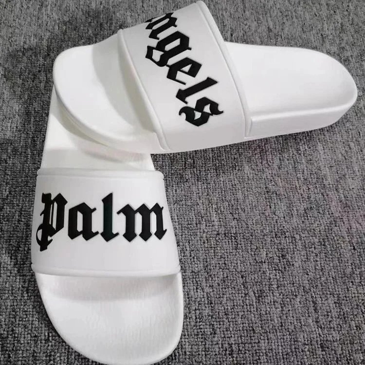 Palm Angels Logo Slide Sandals Orange Black Slippers - 7