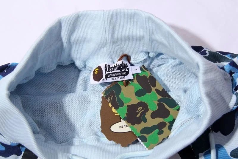 A Bathing Ape Shark Face Camo Split T-Shirt and Shorts Set - 15