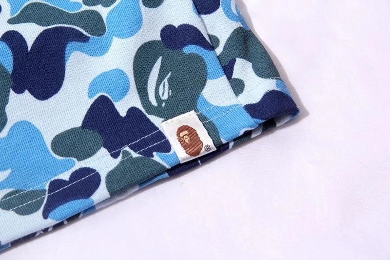 A Bathing Ape Shark Face Camo Split T-Shirt and Shorts Set - 14