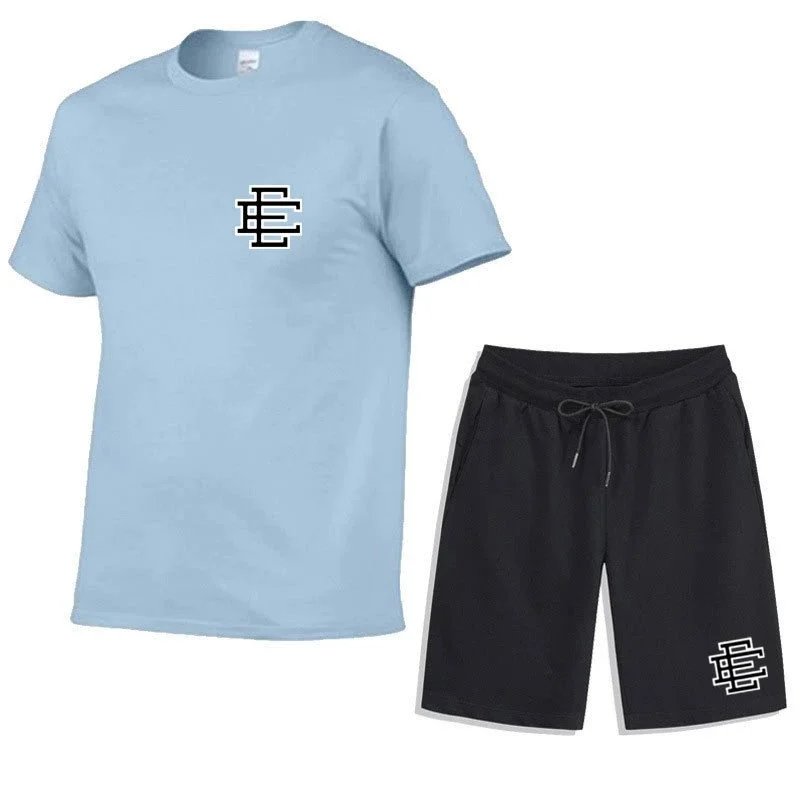 Unbranded Matching Sets Short-Sleeve T-Shirt and Drawstring Shorts Set with Monogram Print image 7