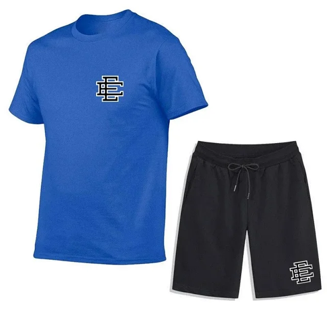Unbranded Matching Sets Short-Sleeve T-Shirt and Drawstring Shorts Set with Monogram Print product detail image 11