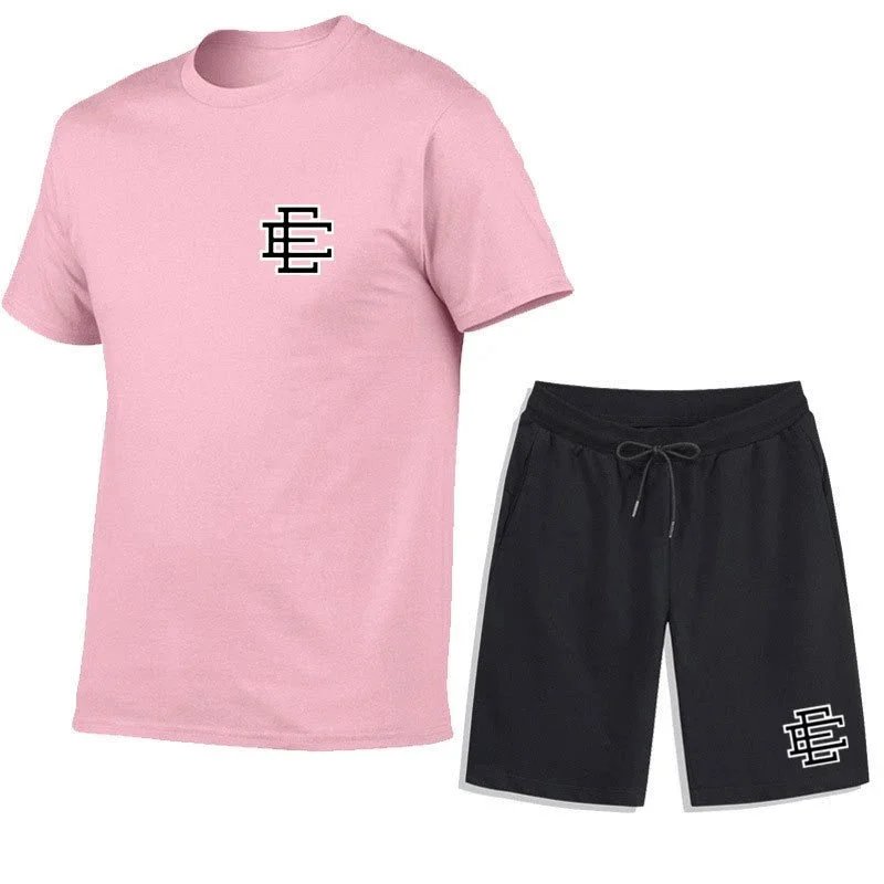 Unbranded Matching Sets Short-Sleeve T-Shirt and Drawstring Shorts Set with Monogram Print image 2
