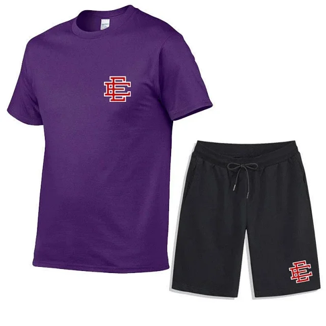Unbranded Matching Sets Short-Sleeve T-Shirt and Drawstring Shorts Set with Monogram Print product detail image 26