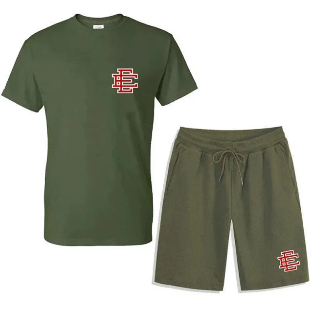 Unbranded Matching Sets Short-Sleeve T-Shirt and Drawstring Shorts Set with Monogram Print product detail image 18