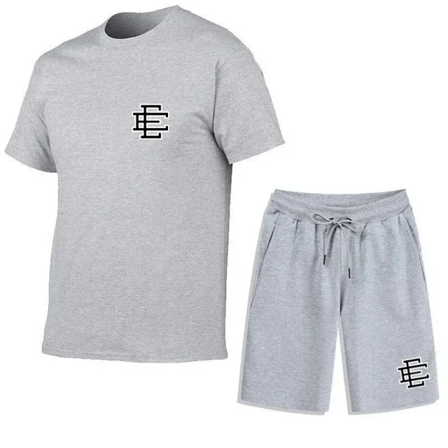 Unbranded Matching Sets Short-Sleeve T-Shirt and Drawstring Shorts Set with Monogram Print product detail image 7