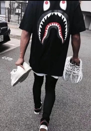 A Bathing Ape Shark Face Camo Split T-Shirt and Shorts Set - 5