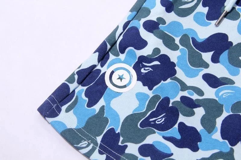 A Bathing Ape Shark Face Camo Split T-Shirt and Shorts Set - 13