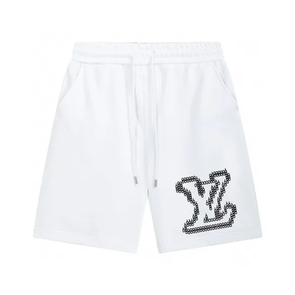 Design Graphic Print Drawstring Waist Shorts White - 1