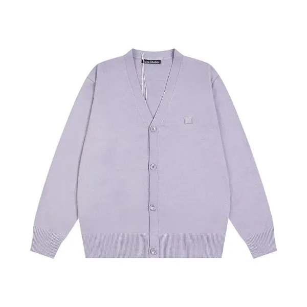 Acne Studios Smiley Face Cardigan Light Green Knit Cardigan - 13