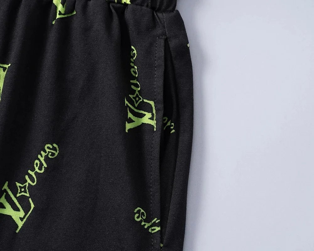 Gucci All-Over Logo Print Black T-Shirt and Shorts Set - 14
