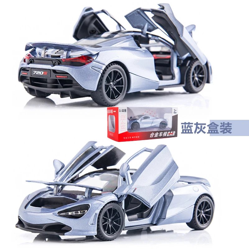 McLaren 720S Alloy Diecast Car Blue Gray Boxed Edition Electronics