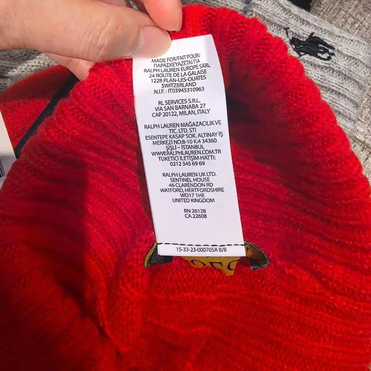 Polo Ralph Lauren Cable Knit Beanie Navy Blue with Red Pony - 10
