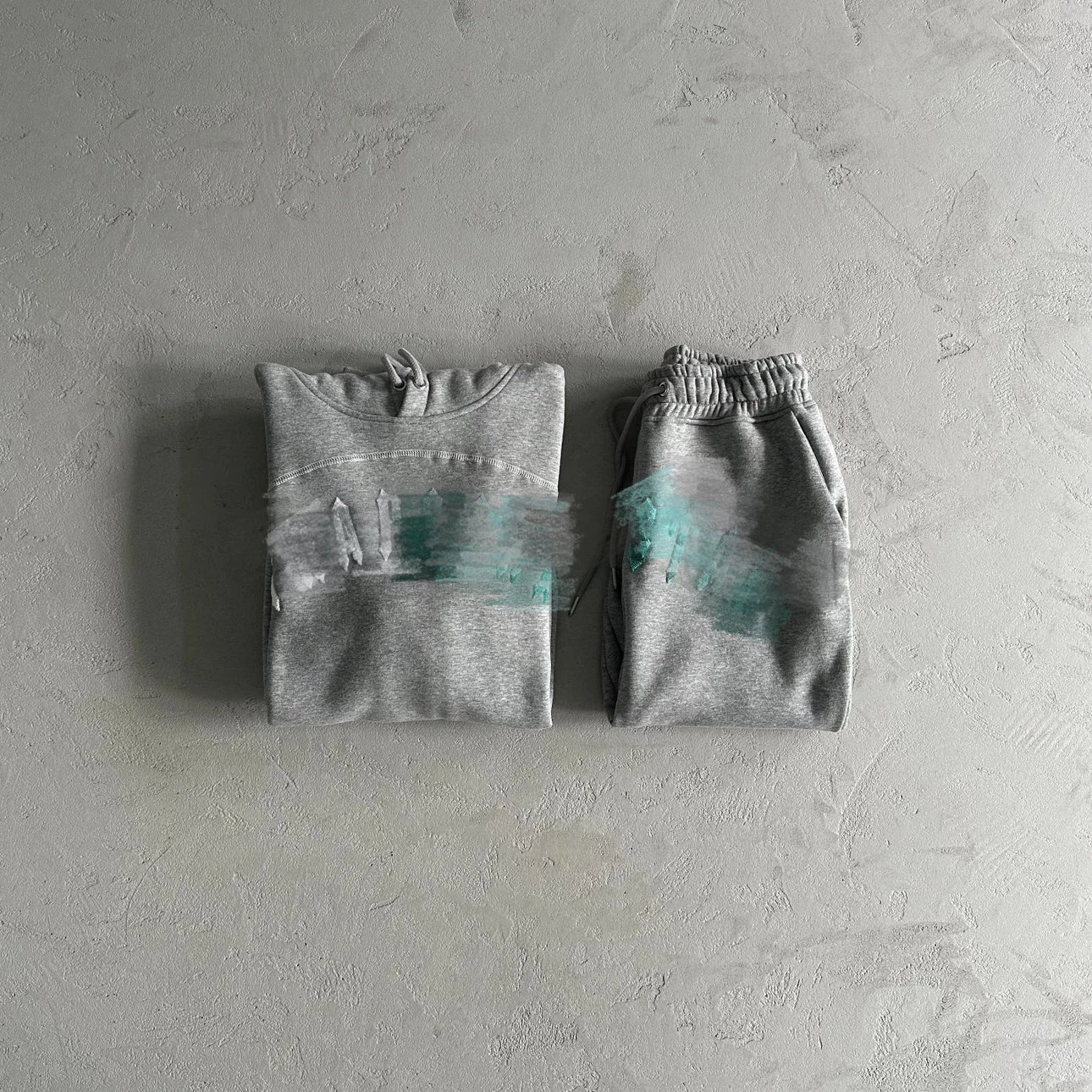 雪尼尔拱形连帽衫运动服灰色/海蓝色