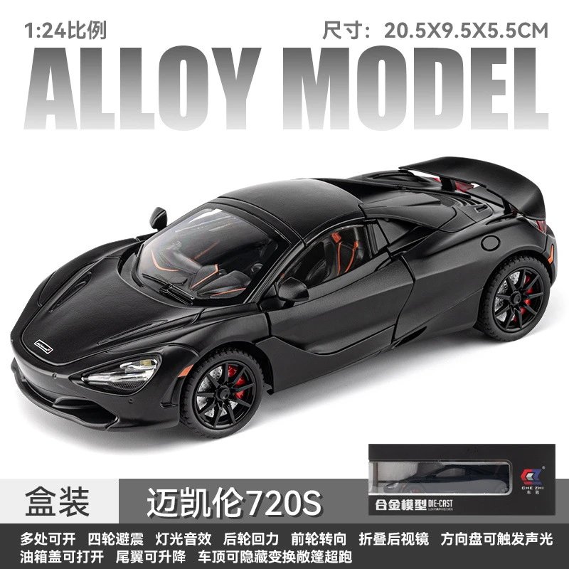 McLaren 720S Black Alloy Die-Cast Model Car Electronics